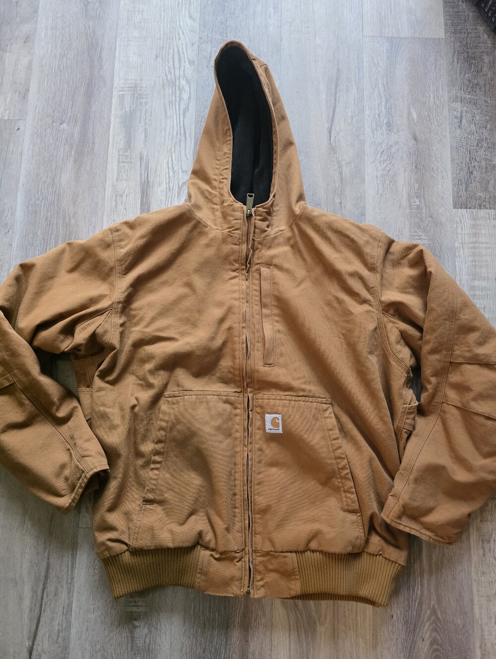Mens Carhartt Loose Fit Firm Duck Hooded Jacket Size XL